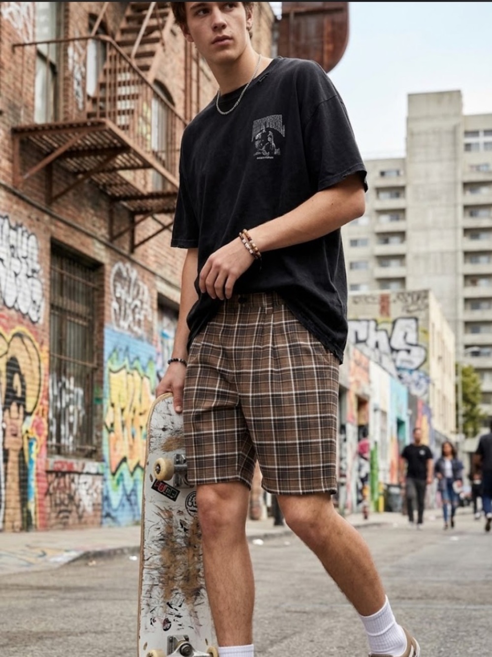 Teddy Fresh Brown Plaid Chino Shorts - Size 30